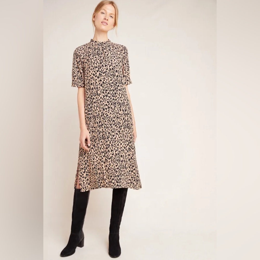 Anthropologie Mackenzie Leopard Print Dress Size XS